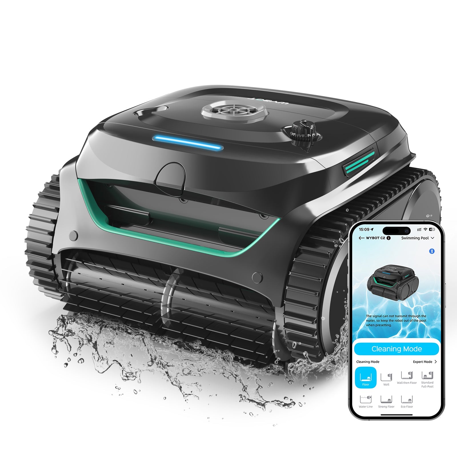 (2025 New) WYBOT C2 Robotic Pool Cleaner, Inground Pool Vacuum Robot for Floor, Wall & Waterline Cleaning with Ultra-Fine Filtration, Triple Motor Powerful Suction, 180mins Runtime, for 2512 Sq.ft