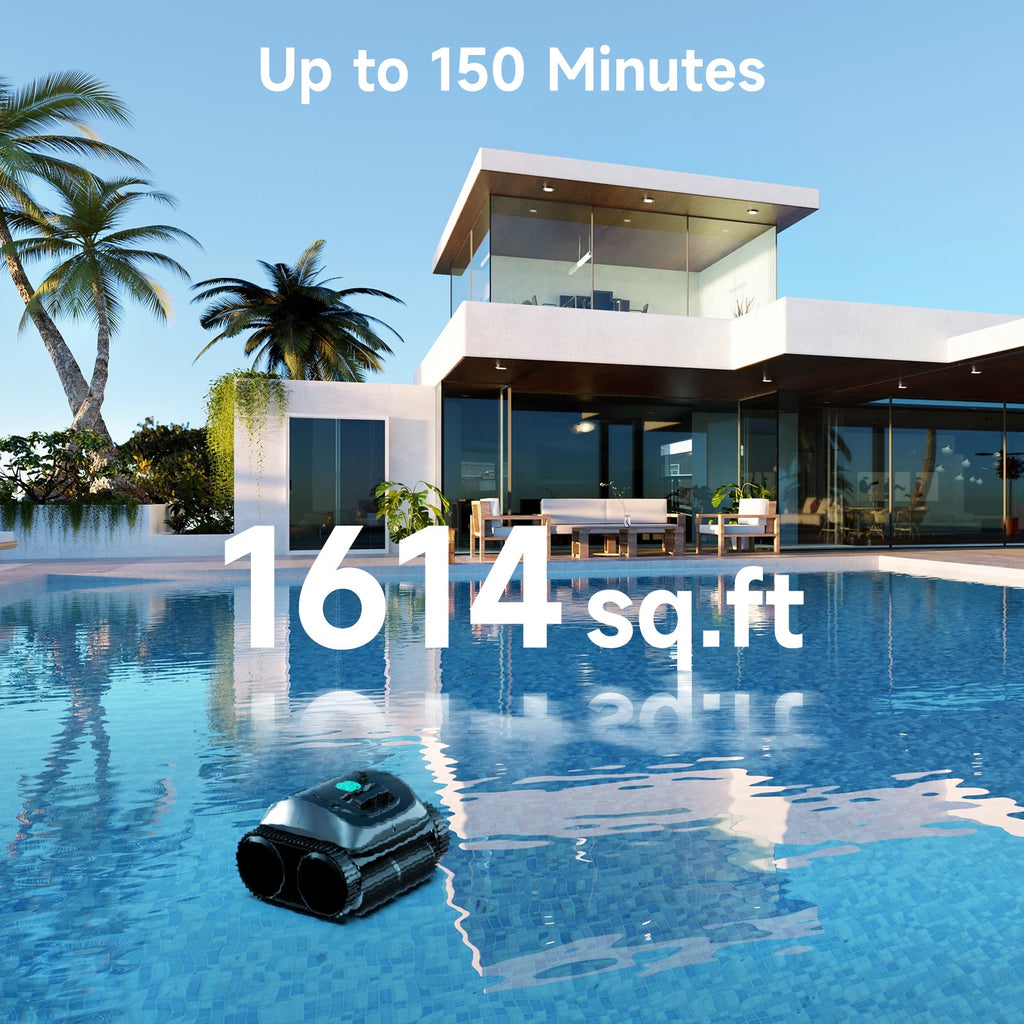 (2025 New) WYBOT C1 Cordless Pool Vacuum, Wall & Waterline Cleaning, Pool Cleaner Robot with Smart Route Planning, 150 Mins Runtime, Ideal for Inground Pools Up to 1,614 Sq.ft, DeepGrey & Green